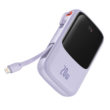 Power bank Baseus "Qpow Pro (PPQD030005)" 20000mAh 20W USB-C és Lightning kábellel - purple