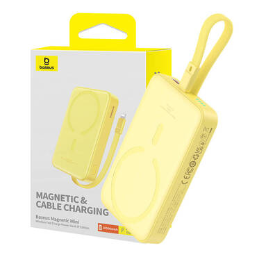 Power bank Baseus "Magnetic Mini" 10000mAh MagSafe-val, 20W - yellow