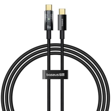 Töltő és adat 100W USB-C - USB-C káfehér Baseus "Explorer" - 480Mbps - 2m - cluster black
