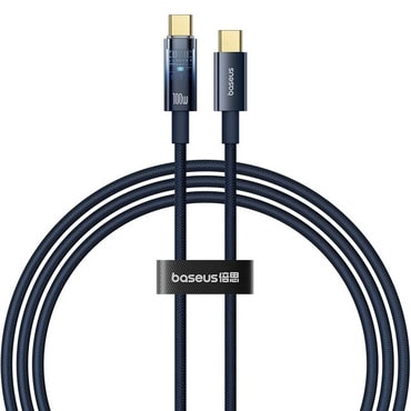 Töltő és adat 100W USB-C - USB-C káfehér Baseus "Explorer" - 480Mbps - 1m - deepsea blue