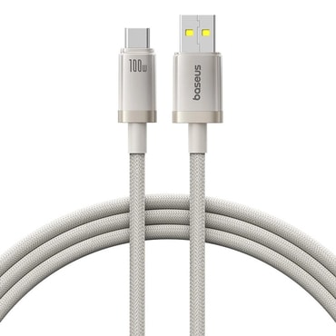 Töltő és adat 100W USB-A - USB-C káfehér Baseus "Titanium" - 480Mbps - 2m - silver