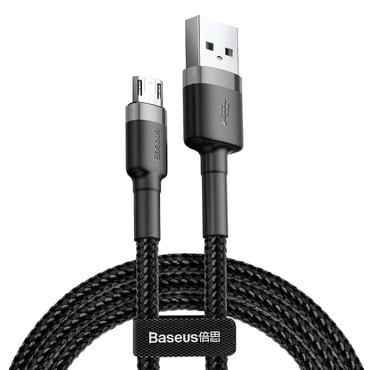 Töltő és adat USB-A - Micro USB káfehér Baseus "Cafule Series Metal" - 2.4A - 480Mbps - 1m - black