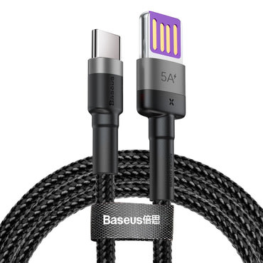 Töltő és adat 40W USB-A - USB-C káfehér Baseus "Cafule Series Metal" - 5A - 1m - black