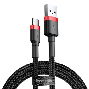 Töltő és adat USB-A - USB-C káfehér Baseus "Cafule CATKLF-A91" - 3A - 0.5m - red