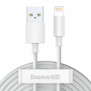(2-pack) Töltő és adat USB-A - Lightning káfehér Baseus "TZCALZJ-02" - 480Mbps - 1.5m - white