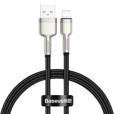 Töltő és adat USB-A - Lightning káfehér Baseus "Cafule Series Metal" - 2.4A - 480Mbps - 1m - black