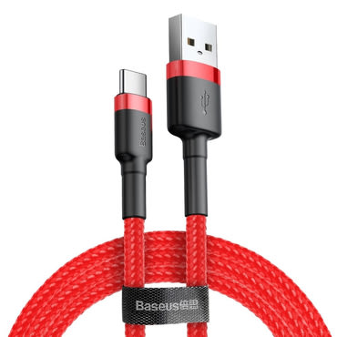 Töltő és adatátviteli USB-A - USB-C káfehér Baseus "Cafule CATKLF-B09" - 480Mbps - 3A - 1m - red