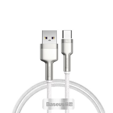 Töltő és adatátviteli 66W USB-A - USB-C káfehér Baseus "Cafule Series Metal" - 480Mbps - 1m - white