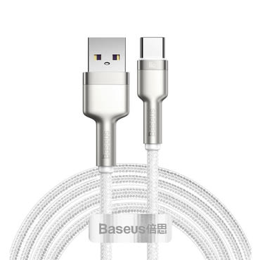 Töltő és adat 66W USB-A - USB-C káfehér Baseus "Cafule Series Metal" - 480Mbps - 2m - white