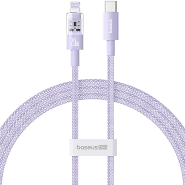 20W USB-C és Lightning töltő- és adatkáfehér Baseus "Gem" - 2m - nebula purple