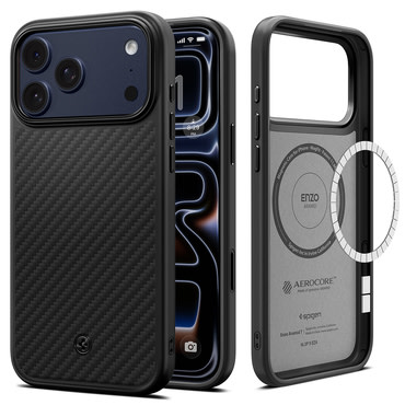 Tok Spigen "Enzo Aramid 'T' MagSafe" iPhone 17 Pro / 18 Pro készülékhez - black