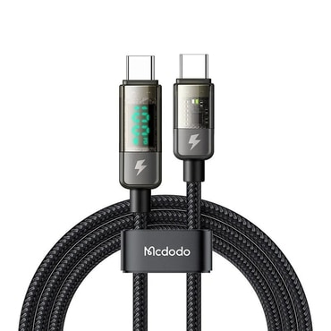 100W USB-C - USB-C töltő- és adatkáfehér Mcdodo "CA-3610" - digitális kijelző - 1.2m - black