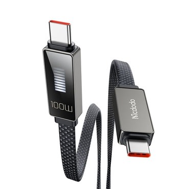 100W USB-C és USB-C töltő- és adatkáfehér Mcdodo "Rythm Series CA-4470" - LED kijelző - 1.2m - black