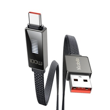 Töltő és adatátviteli 100W USB-A - USB-C káfehér Mcdodo "Rythm Series CA-4980" - 6A - LED kijelző - 1.2m - black