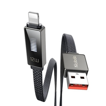 Töltő és adat 36W USB-A - Lightning káfehér Mcdodo "Rythm Series CA-4970" - LED kijelző - 480Mbps - 1.2m - black