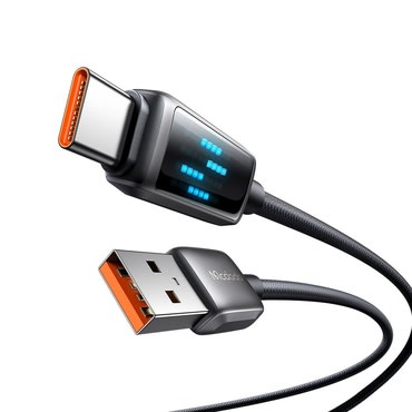 Töltő és adat 100W USB-C - USB-A káfehér Mcdodo "CA-2350" - 6A - LED kijelző - 1.2m - black