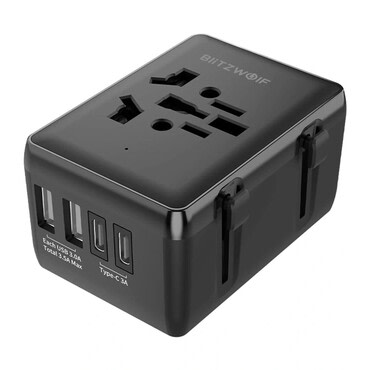 Utazó adapter Blitzwolf "BW-TA1" EU/UK/US/AU, 2x USB-A és 1x USB-C, PD 20W