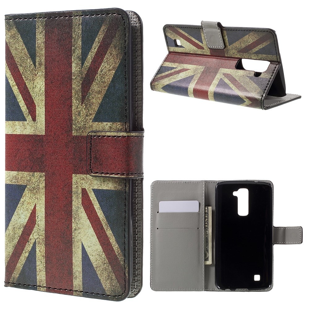 Divatos nyitható tok "Retro UK" LG K10 készülékekhez