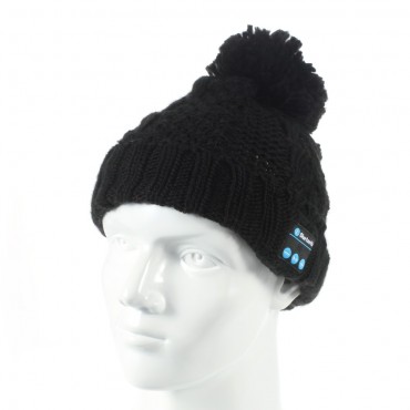 Bluetooth sapka "Cof" beépített hangszóróval, szabályzóval és mikrofonnal – fekete