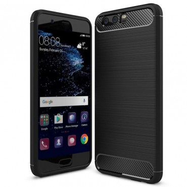 Brushed Carbon TPU géles védőtok Huawei P10 készülékekhez – fekete