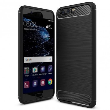 TPU gél tok "Brushed Carbon" Huawei P10 Plus készülékekhez - fekete
