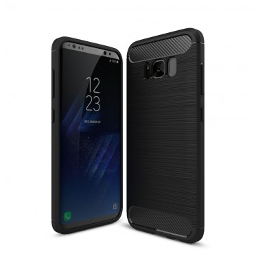 TPU gél tok "Brushed Carbon" Samsung Galaxy S8 készülékekhez - fekete