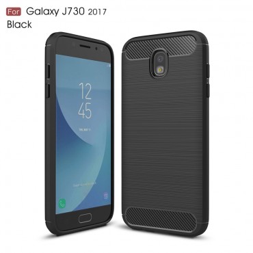 Brushed Carbon TPU géles védőtok Samsung Galaxy J7 2017 készülékekhez – fekete