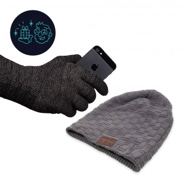 Touchscreen kesztyű OX - Bluetooth sapka "Beanie" – szürke