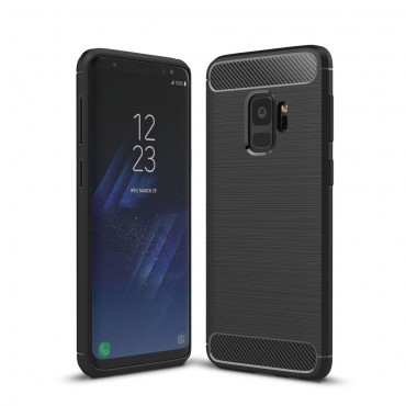 Brushed Carbon TPU géles védőtok Samsung Galaxy S9 készülékekhez – fekete