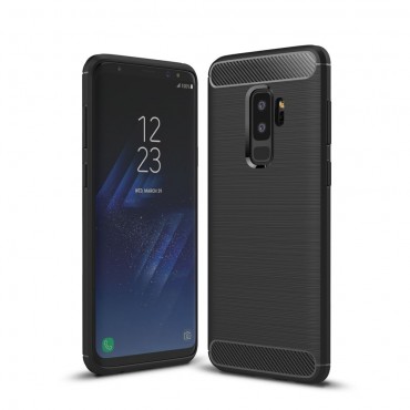 Brushed Carbon TPU géles védőtok Samsung Galaxy S9 Plus készülékekhez – fekete