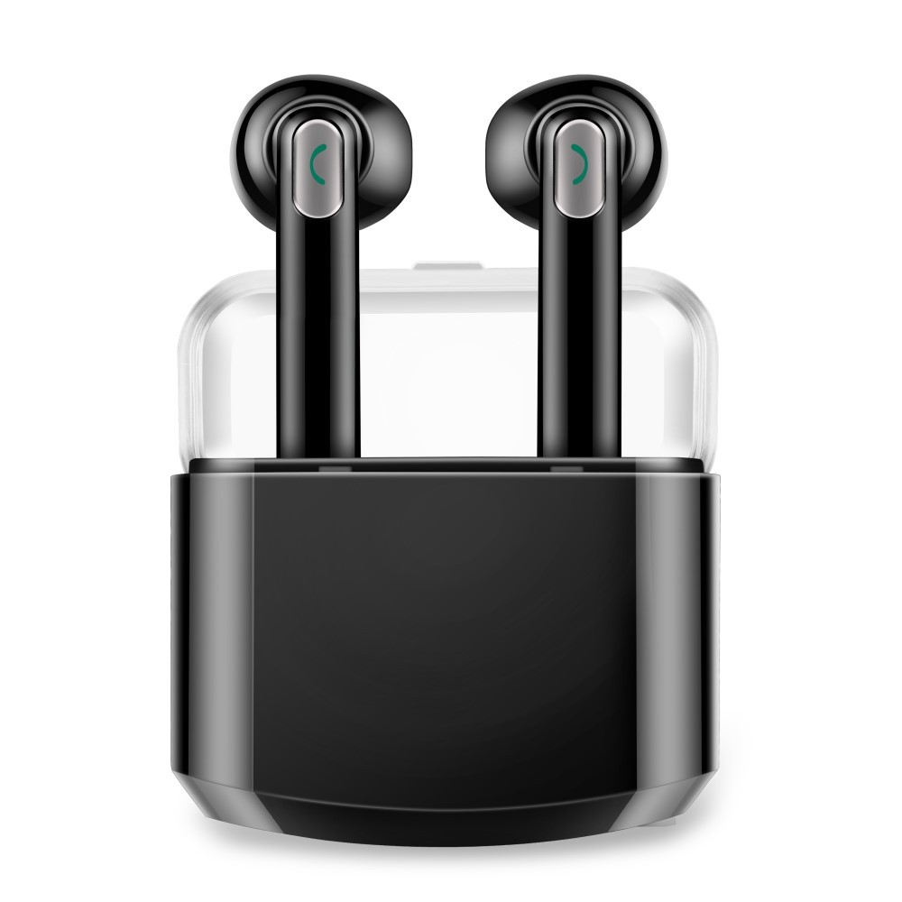 Earbuds vezeték nélküli bluetooth fülhallgató "Duo" hordozható töltőállomással - fekete