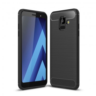Brushed Carbon TPU géles védőtok Samsung Galaxy A6 2018 készülékekhez – fekete