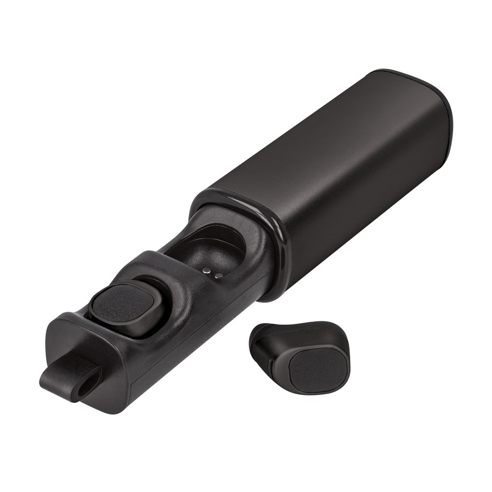 Earbuds vezeték nélküli bluetooth fülhallgató "True Wireless" hordozható töltőállomással - fekete Earbuds vezeték nélküli bluetooth fülhallgató "True Wireless" hordozható töltőállomással - fekete