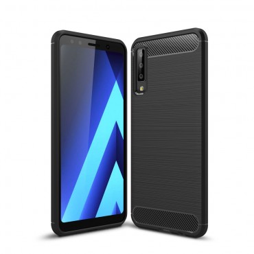 Brushed Carbon TPU géles védőtok Samsung Galaxy A7 2018 készülékekhez - fekete