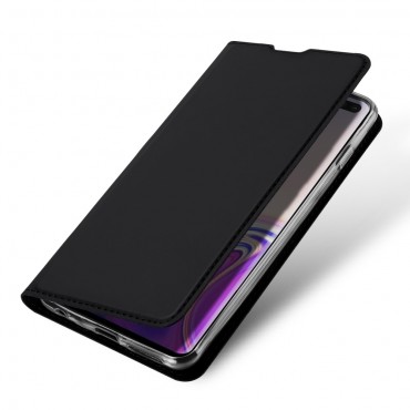Divatos "Skin" műbőr tárca Samsung Galaxy S10 Plus készülékekhez – fekete