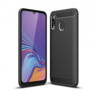 TPU gél tok "Brushed Carbon" Samsung Galaxy A40 készülékekhez - fekete