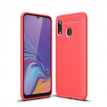 TPU gél tok "Brushed Carbon" Samsung Galaxy A30 / Galaxy A20 készülékekhez - piros
