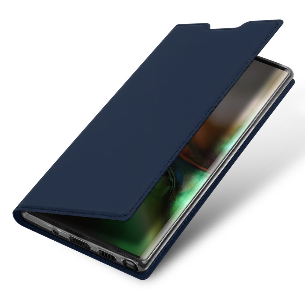 Divatos nyitható tok műbőrből "Skin" Samsung Galaxy Note 10 Plus készülékekhez - sötétkék