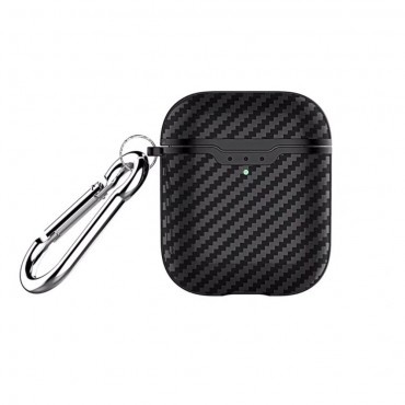 TPU gél tok "Carbon Fiber" AirPods fülhallgatókhoz - fekete TPU gél tok "Carbon Fiber" AirPods fülhallgatókhoz - fekete