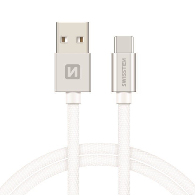 USB-C fonott kábel Swissten 2 m - ezüst