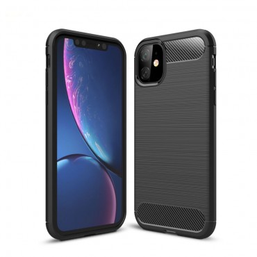 TPU gél tok "Brushed Carbon" iPhone 11 készülékekhez - fekete