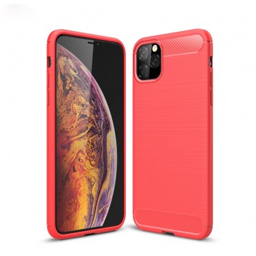 TPU gél tok "Brushed Carbon" iPhone 11 Pro Max készülékekhez - piros