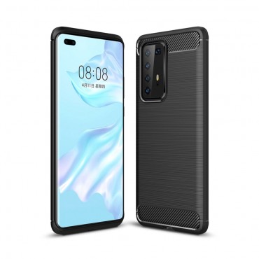 TPU gél tok "Brushed Carbon" Huawei P40 Pro készülékekhez - fekete