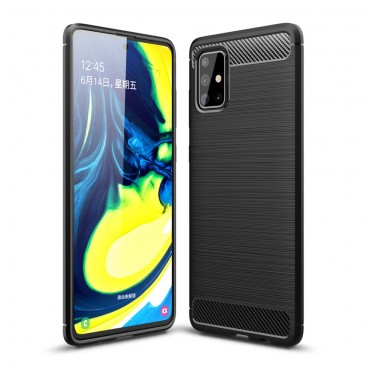 TPU gél tok "Brushed Carbon" Samsung Galaxy A71 készülékekhez - fekete