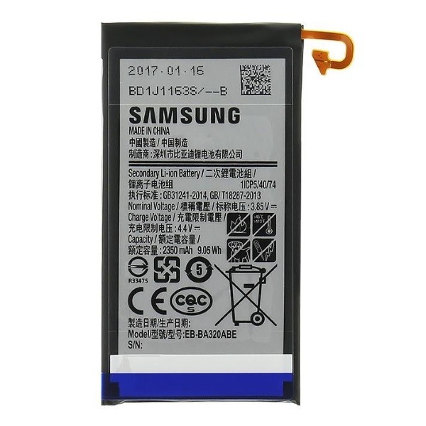 Akkumulátor Samsung Galaxy A3 2017 készülékekhez - 2350 mAh - 100% eredeti
