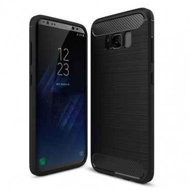 TPU gél tok "Brushed Carbon" Samsung Galaxy S8 Plus készülékekhez - fekete