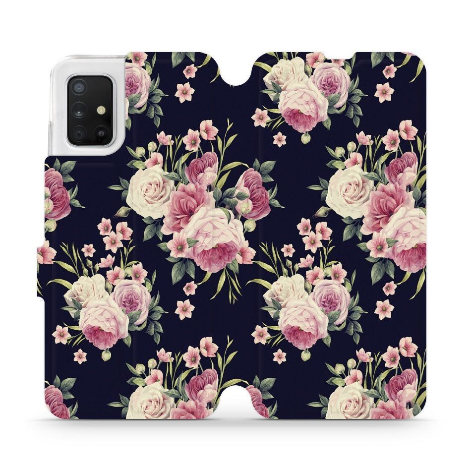Divatos nyitható tok MobiWear "Wild Roses" Samsung Galaxy A71 készülékekhez