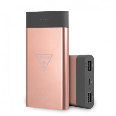 Eredeti power bank és vezeték nélküli töltőállomás Guess Wireless "Triangle" - 8000 mAh - rózsaszín