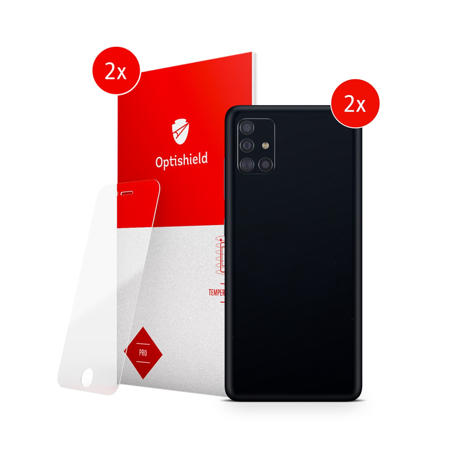 EXO® by Optishield 360° kettő skin és kettő üvegfólia csomag Samsung Galaxy A51 készülékekhez