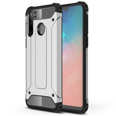 Strapabíró tok "Rock" Samsung Galaxy A21 készülékekhez - ezüst